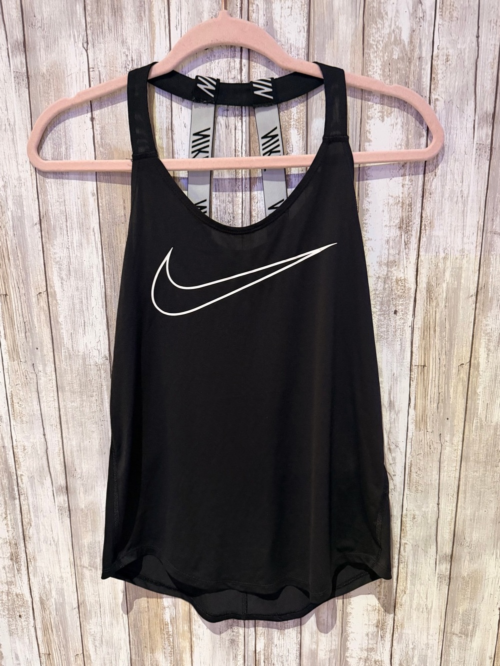 Nike Dri-FIT Black Swoosh Racerback Athletic Tank Top XS Logo Straps